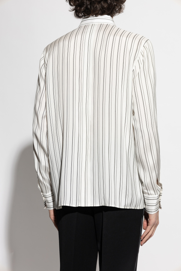 Tシャツ・カットソー Saint Laurent FW24 Striped shirt (793321Y1J14 1095) Saint Laurent Shirt in Striped Silk Satin | Saks Fifth Avenue